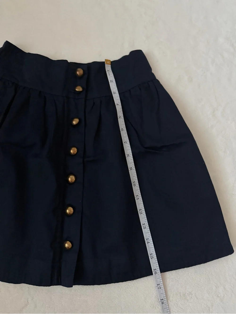 Forever 21 Navy with Gold Buttons Mini Skirt Medium Cotton A-Line Academia